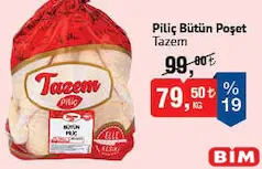 TAZEM PİLİÇ BÜTÜN POŞET KG fiyat ve kampanya bilgisi